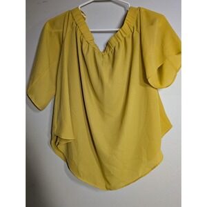 Naked Zebra Yellow Off the Shoulder‎ Blouse Medium